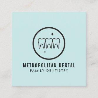 Modern Dentist Teeth Black Logo on Mint Square