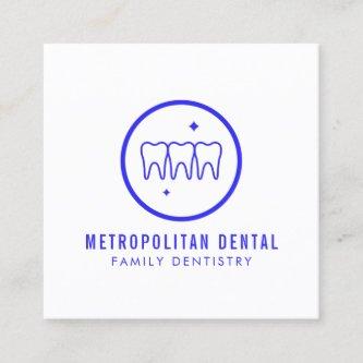 Modern Dentist Teeth Blue Logo Square