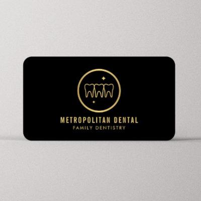 Modern Dentist Teeth Faux Gold Logo on Black