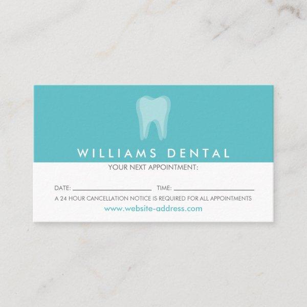Modern Dentist Tooth Logo on Aqua Appointment