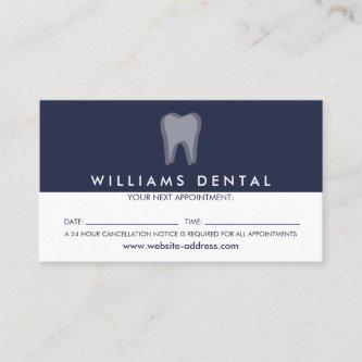 Modern Dentist Tooth Logo on Navy Blue Appointment