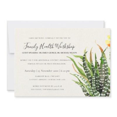 MODERN DESERT CACTUS WATERCOLOR WORKSHOP EVENT INVITATION