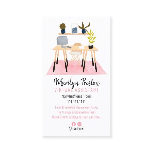 Modern desk scene illustration virtual assistant