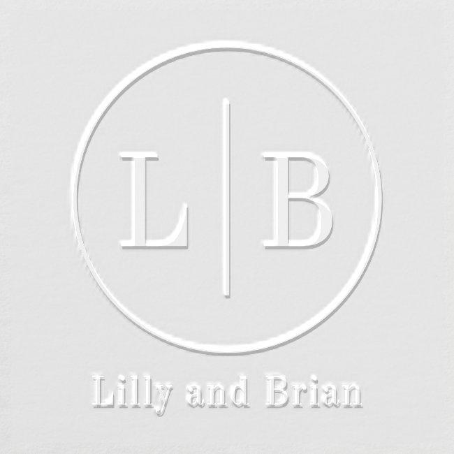 Modern Divider Wedding Logo Couple Custom Embosser