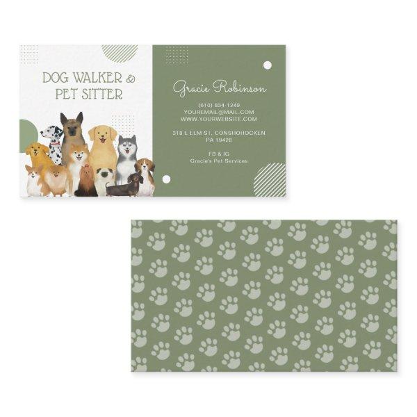 Modern Dog Walker Pet Sitter Watercolor Sage Green