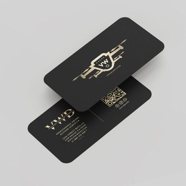 Modern Drone Operator Monogram Elegant Black Gold