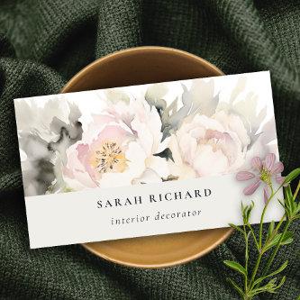 Modern Dusky Blush Watercolor Peony Floral Bunch