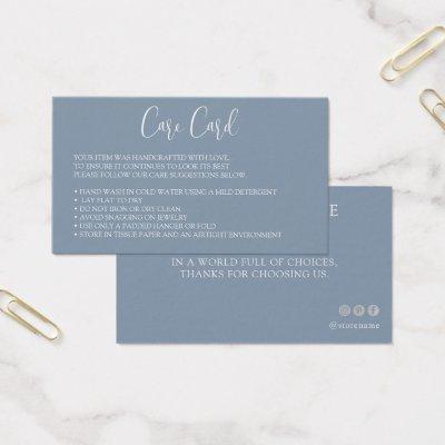 Modern Dusty Blue Care Card Instructions
