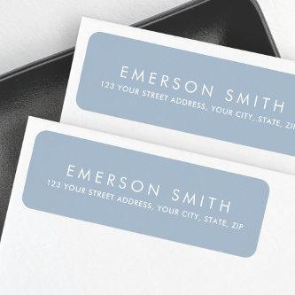 Modern dusty blue minimal elegant return address label