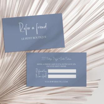 Modern Dusty Blue Refer a Friend Referral Card
