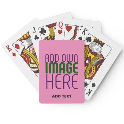 MODERN EDITABLE CUTE HOT PINK IMAGE TEXT TEMPLATE POKER CARDS
