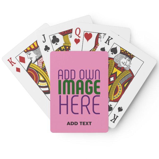 MODERN EDITABLE CUTE HOT PINK IMAGE TEXT TEMPLATE POKER CARDS