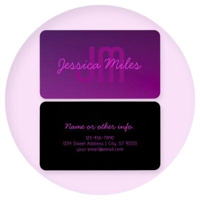 Modern Editable Monogrammed Text & Purple Ombre
