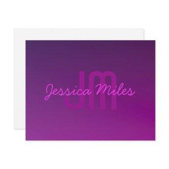 Modern Editable Monogrammed Text & Purple Ombre  Enclosure Card