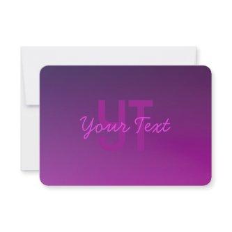Modern Editable Monogrammed Text & Purple Ombre  Note Card