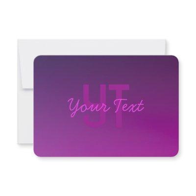 Modern Editable Monogrammed Text & Purple Ombre  Note Card