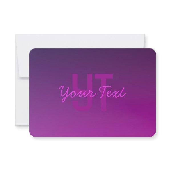Modern Editable Monogrammed Text & Purple Ombre  Note Card