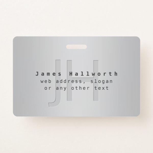 Modern Editable Name & Slogan | Grey Gradient  Badge