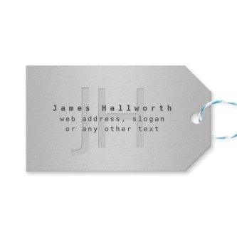 Modern Editable Name & Slogan | Grey Gradient  Gift Tags