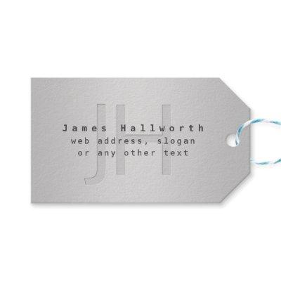 Modern Editable Name & Slogan | Grey Gradient  Gift Tags