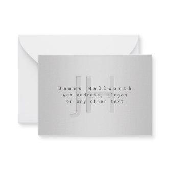 Modern Editable Name & Slogan | Grey Gradient  Note Card