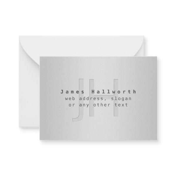Modern Editable Name & Slogan | Grey Gradient  Note Card
