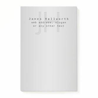 Modern Editable Name & Slogan | Grey Gradient  Post-it Notes