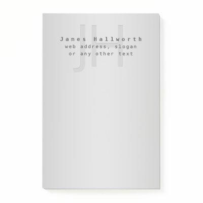 Modern Editable Name & Slogan | Grey Gradient  Post-it Notes