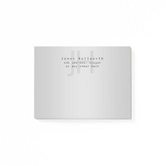 Modern Editable Name & Slogan | Grey Gradient  Post-it Notes