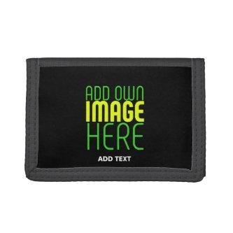 MODERN EDITABLE SIMPLE BLACK IMAGE TEXT TEMPLATE TRIFOLD WALLET