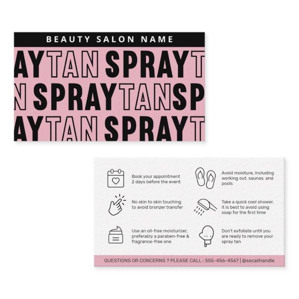 Modern Editable Sunless Spray Tan Aftercare Card
