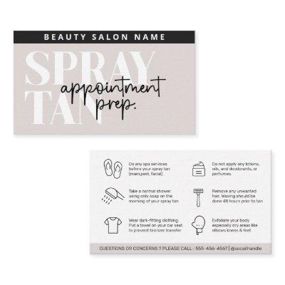 Modern Editable Sunless Spray Tan Preparation Card