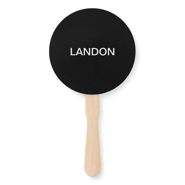 Modern Editable Text | Black & White Hand Fan