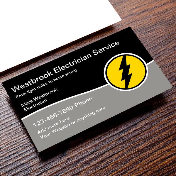Modern Electrician Service With Logo Template