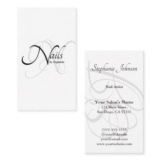 Modern Elegant B&W Monogram Typography Nail Artist