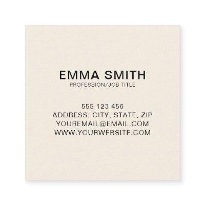 Modern Elegant Black Cream Professional Square