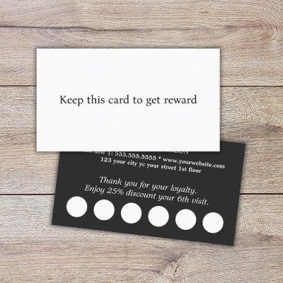 Modern Elegant Black White Salon  Loyalty Card