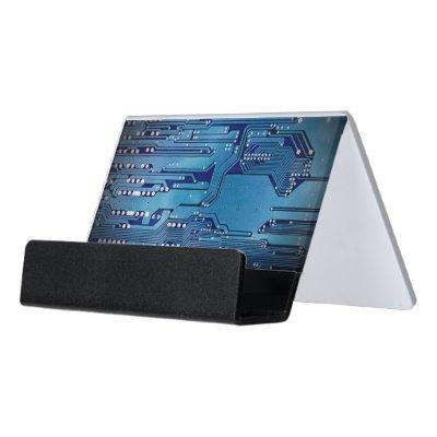 Modern Elegant Blue Circuit Board Photo Desk  Holder