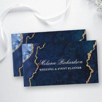 Modern Elegant Blue Gold Marble Agate Geode