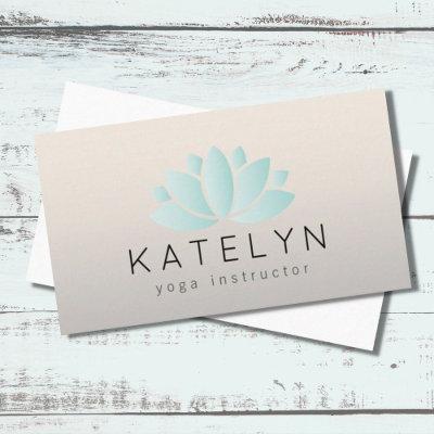 Modern Elegant Blue Lotus Icon Yoga Instructor