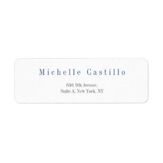 Modern Elegant Blue White Minimalist Plain Label