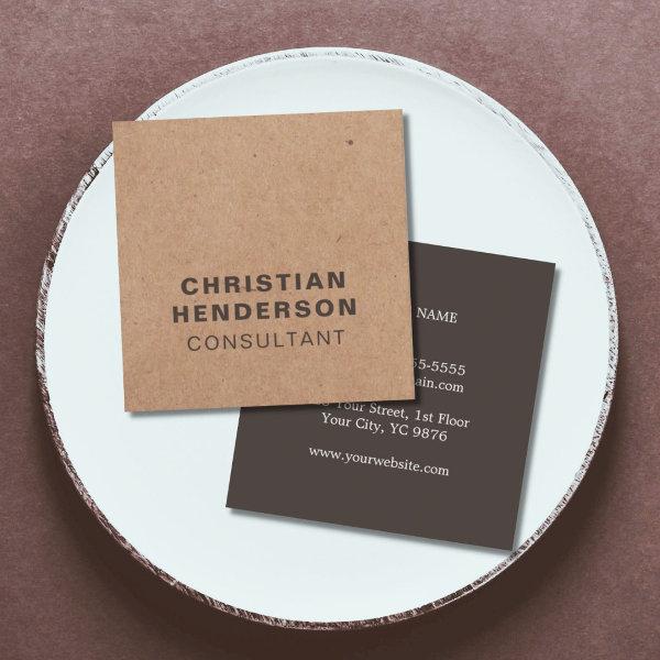 Modern Elegant Brown White Kraft Paper Consultant Square