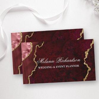 Modern Elegant Burgundy Gold Marble Agate Geode