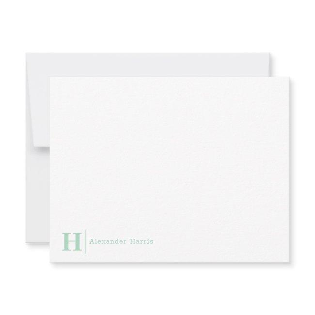 Modern Elegant Business Monogram Line Mint Green Note Card