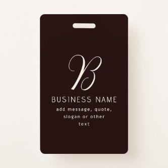 Modern Elegant Business Name Monogram | Dark Brown Badge