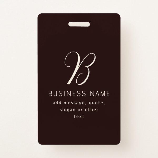 Modern Elegant Business Name Monogram | Dark Brown Badge