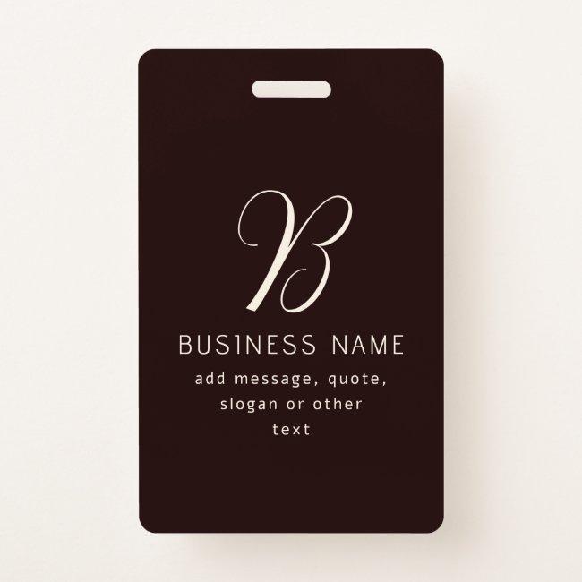 Modern Elegant Business Name Monogram | Dark Brown Badge