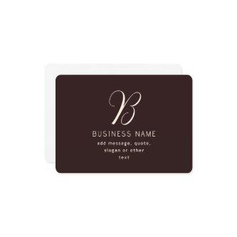 Modern Elegant Business Name Monogram | Dark Brown Enclosure Card