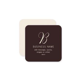 Modern Elegant Business Name Monogram | Dark Brown Enclosure Card