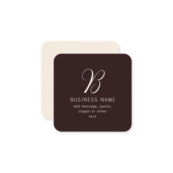 Modern Elegant Business Name Monogram | Dark Brown Enclosure Card